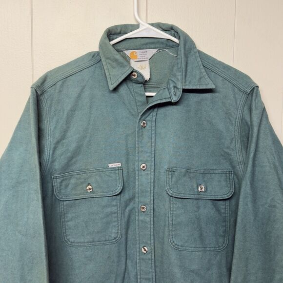 Vtg Carhartt Rugged Outdoor Wear Button Down Shirt Canvas Workwear Faded Men M - Picture 2 of 10